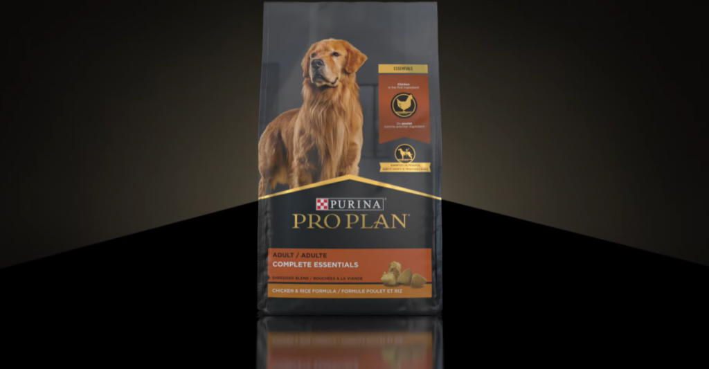 Illustration on black background of purina pro plan